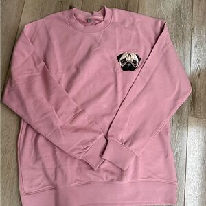Pink Pug Embroidered Men's Sweater